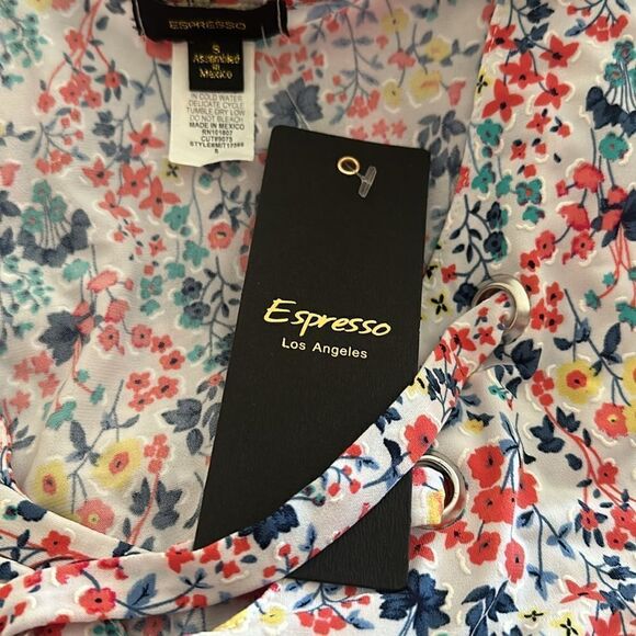 Espresso White floral tank sleeveless top Easter spring Summer Small S NWT - Picture 4 of 4